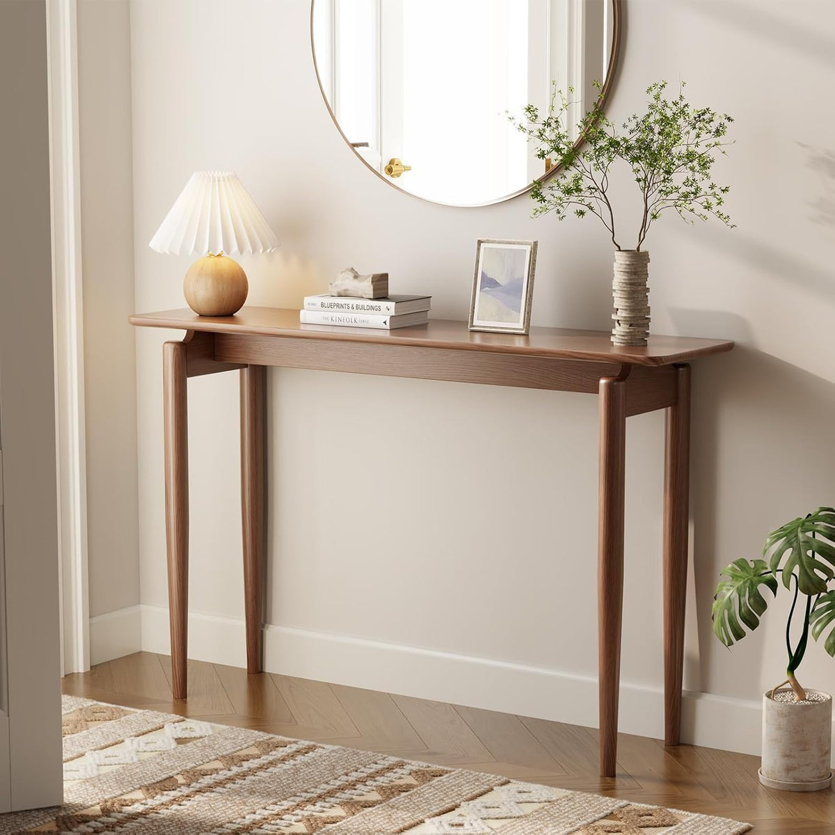 AQIMUELE Wood Console Table Walnut Entryway Table, Thin Console Table, Sofa Tables for Living Room (47.2'')