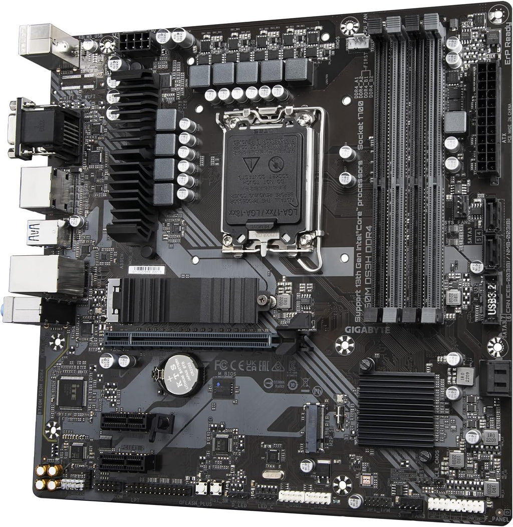 GIGABYTE B760M DS3H DDR4 Intel LGA 1700 mATX Motherboard, Supports Intel Core 14th/13th/12th Gen, DDR4, 6+2+1 Power Phase, 2X M.2, PCIe 4.0, USB-C, 2.5GbE LAN, Q-Flash Plus, PCIe EZ-Latch