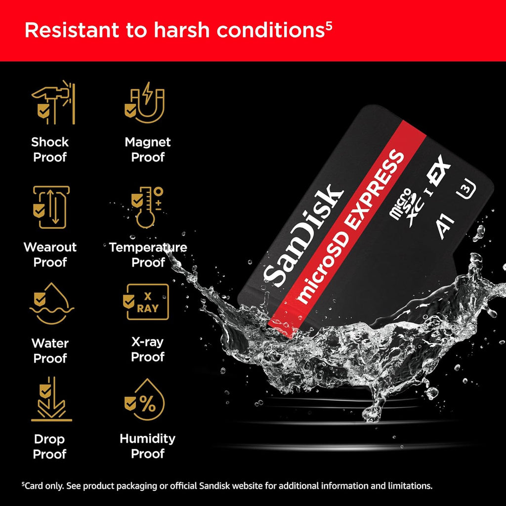 SANDISK 512GB microSD Express Card - Works with Nintendo-Switch 2, Up to 880MB/s Read, Up to 650MB/s Write, 220MB/s Sustained Write, U3, C10 - SDSQXFN-512G-GN4N