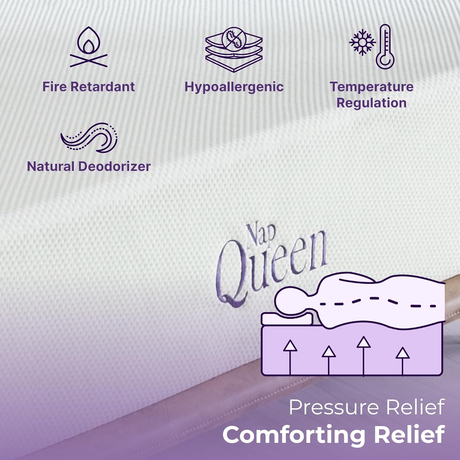 NapQueen 12 Inch Full Size Mattress, Bamboo Charcoal Memory Foam Mattress, Bed in a Box, White