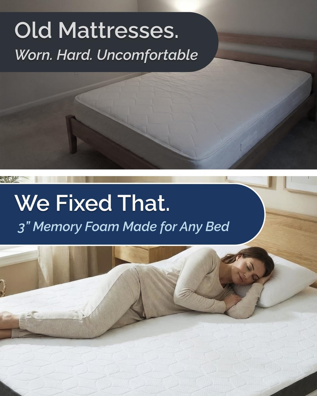 Memory Foam Mattress Topper with Cooling Cover - 3 Inch Cooling Gel Mattress Topper - Extra Plush, Thick & Comfortable - King Size Mattress Pad with Washable Cover - Pressure & Pain Relief Bed Topper