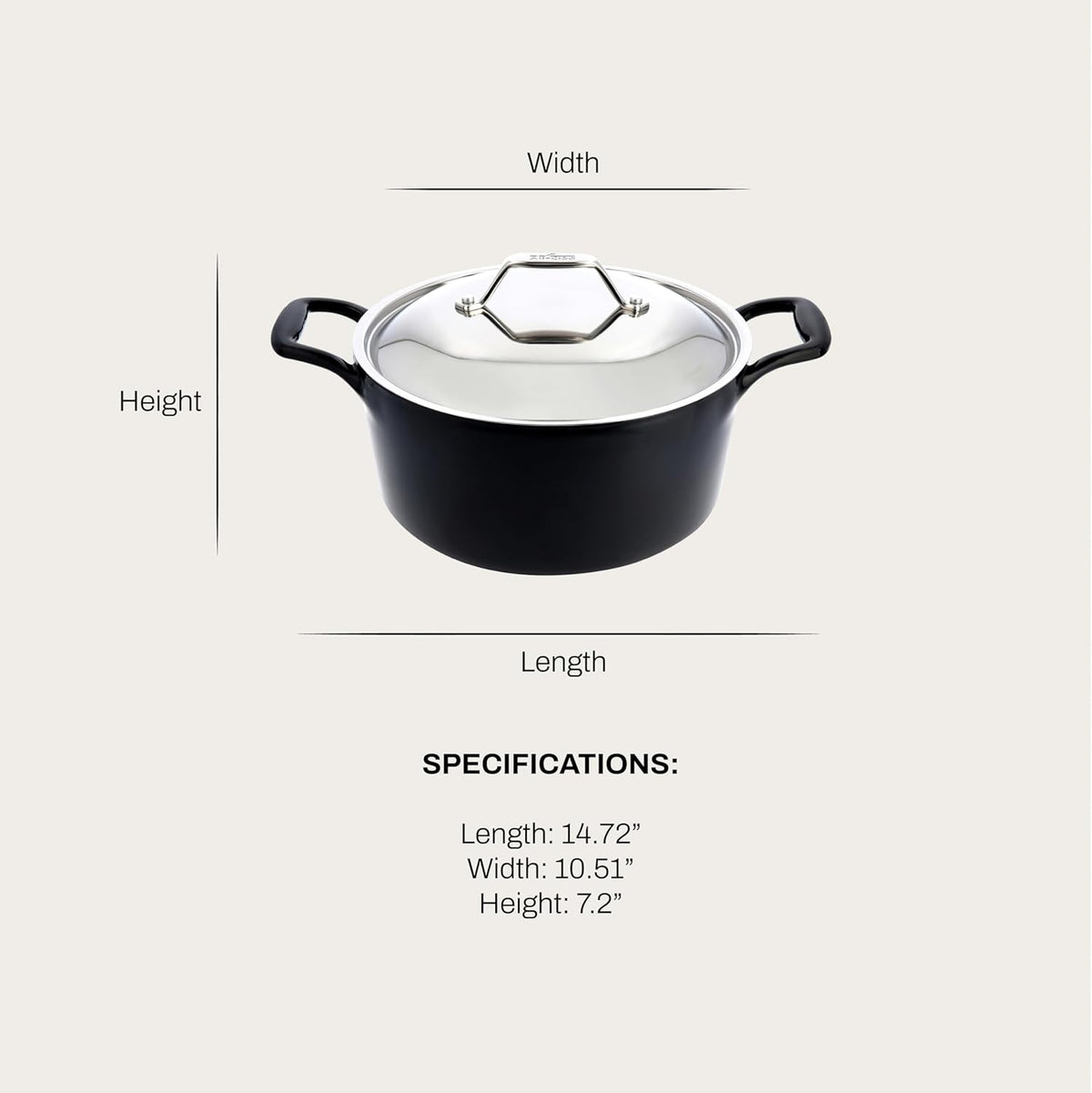 All-Clad Cast Iron Stockpot, 6 Qt Enameled Cast Iron Dutch Oven with Lid, Grill, Oven Safe up to 650F, Pot Compatible with All Stovetops (Gas, Electric & Induction), Easy-Clean, Cookware, Black