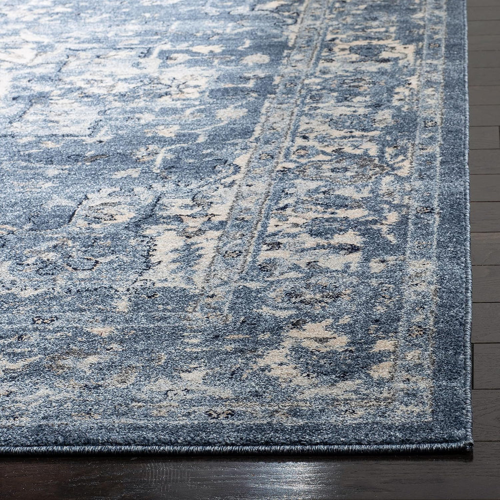 SAFAVIEH Charleston Collection Area Rug - 10' x 14', Navy & Creme, Oriental Distressed Design, Non-Shedding & Easy Care, Ideal for High Traffic Areas in Living Room, Bedroom (CHL411N)