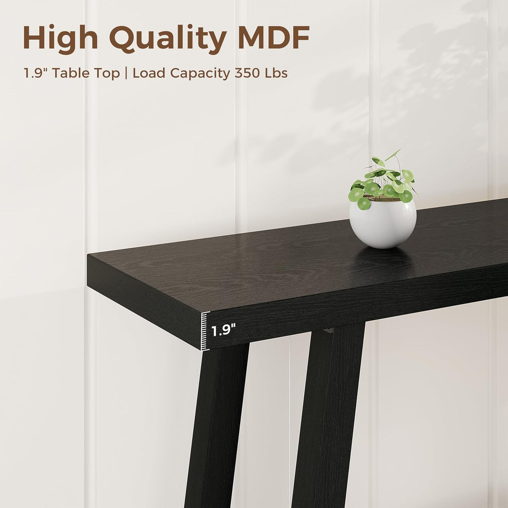 GarveeHome 70.87" Extra Long Console Table, Narrow Sofa Table Behind Couch, Black Entryway Table for Hallway Living Room Foyer, Farmhouse Accent Skinny Table, Black, 70.87" L x 14.02" W