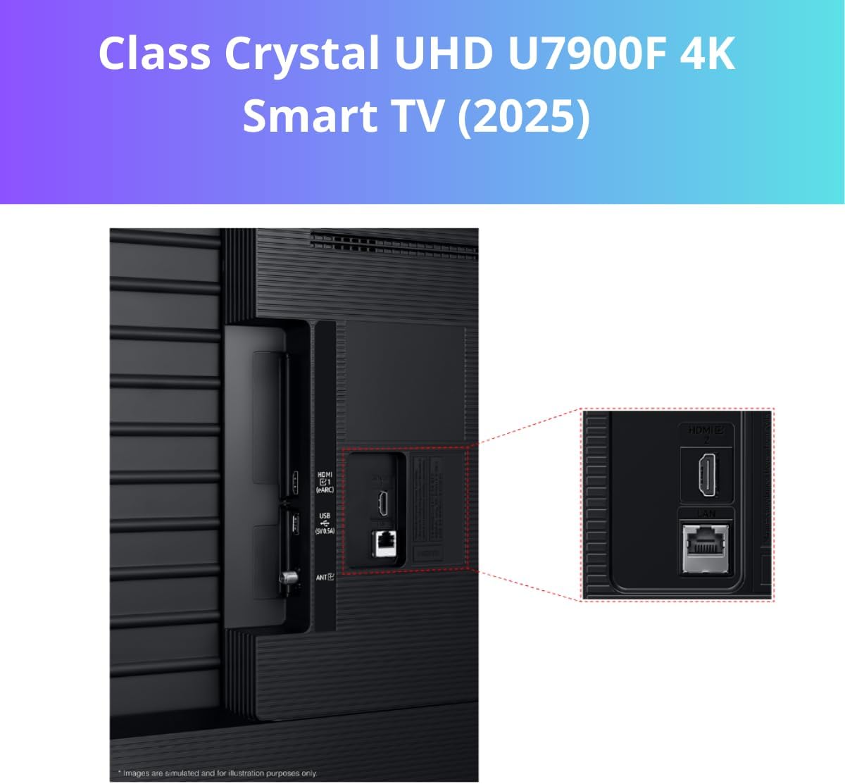 Samsung 65" Class Crystal UHD U7900F (2025) 4K Smart TV HDR 10+ Motion Xcelerator Bluetooth Bixby, Alexa, Google Assistant with Wall Mount(Renewed)
