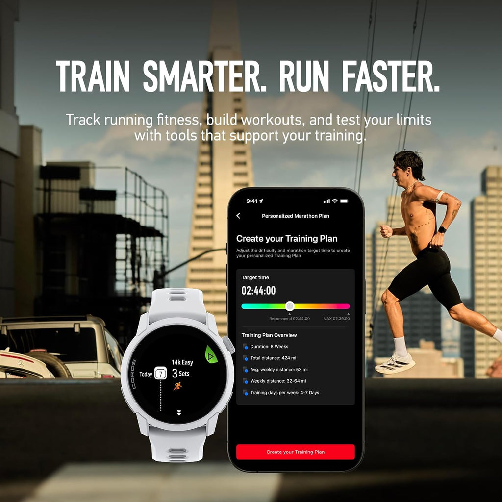 COROS PACE 4 Ultralight Sport GPS Watch, 1.2" AMOLED Touchscreen,19 Days of Daily use, Voice Features, Advanced Training Tools, Accurate GPS, Heart Rate Monitor, Run (White Silicone)
