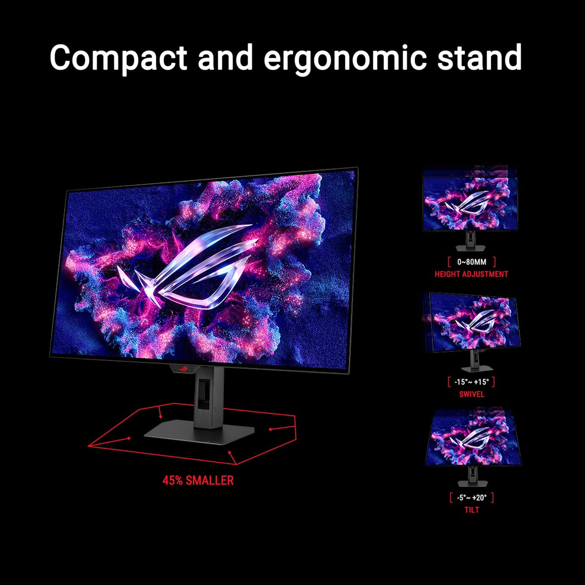 ASUS ROG Strix 32” 4K OLED Gaming Monitor (XG32UCWMG) - TrueBlack Glossy, Dual Mode(4K@240Hz, FHD@480Hz), 0.03ms, G-SYNC Compatible, Neo Proximity Sensor, USB-C, HDMI 2.1, 3 yr Warranty