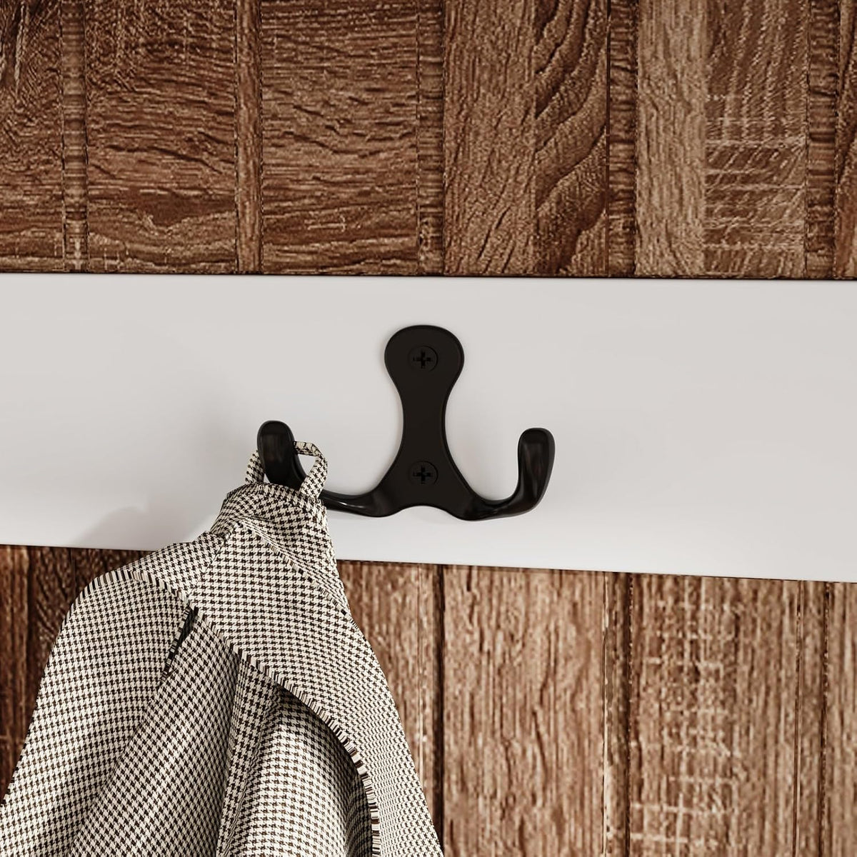 FUFU&GAGA Hall Tree with Bench and Shoe Storage, Entryway Bench with 5 Hooks, Farmhouse Arch Coat Rack with 2 Basket Drawers, Shelves for Mudroom Hallway, White & Brown, 47.2”W x 15.7”D x 66.9”H
