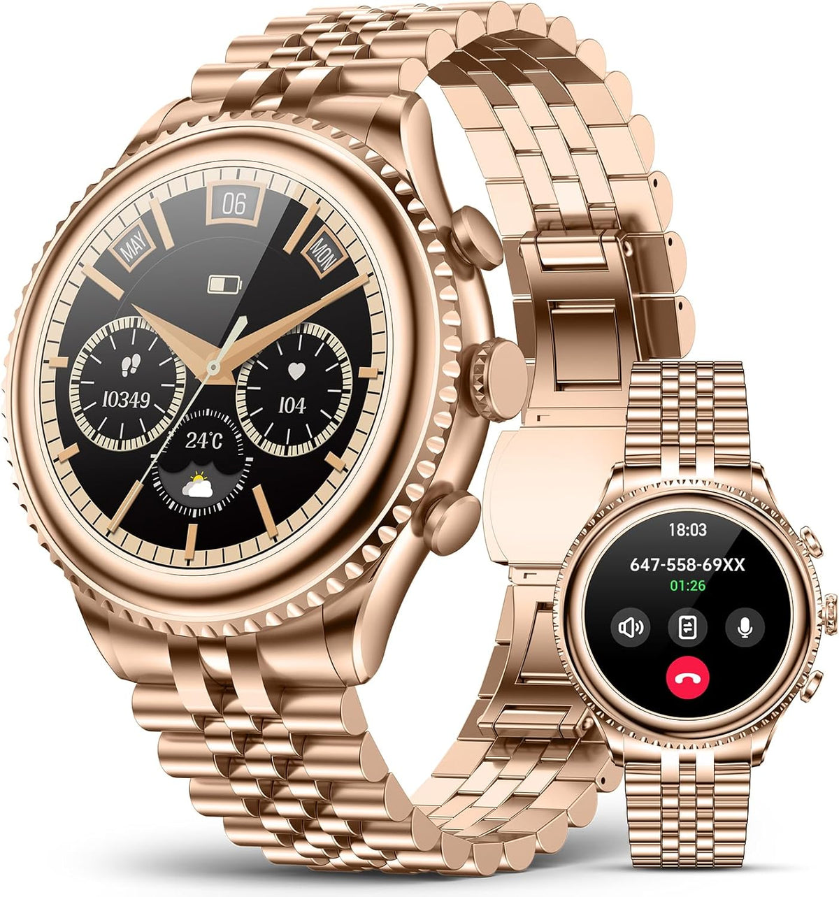 2026 Luxury Smart Watch for Men, Rotating Dial (Axe-Cut Bezel) Smartwatch, 1.32" AMOLED Display, Heart Rate, Blood Pressure, SpO2, Sleep Monitor, Stainless Steel Build, Compatible Android and iOS