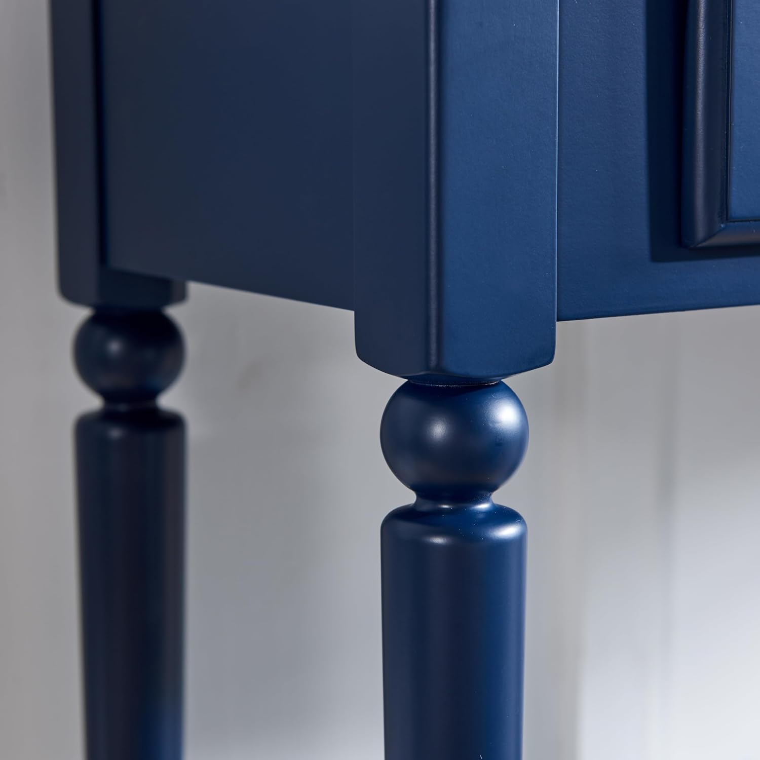 Leick Home Coastal Console Table, Solid Wood, 2 Storage Drawers, Bottom Display Shelf, Narrow Depth, Easy-Assembly, for Living Room/Hallway, Navy Blue, 30.0 in. W x 11.0 in. D x 28.0 in. H, 20027-NV