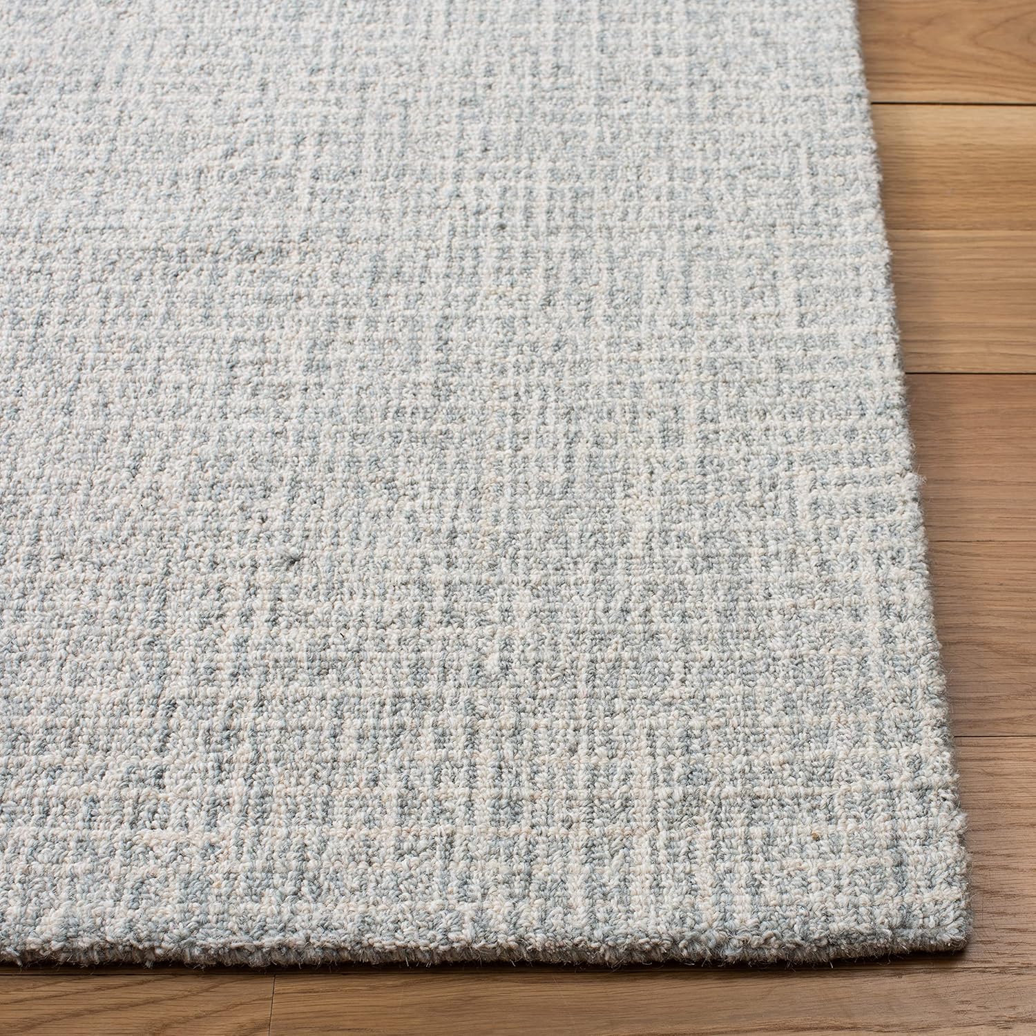 SAFAVIEH Abstract Collection Area Rug - 9' x 12', Light Grey & Ivory, Handmade Wool, Ideal for High Traffic Areas in Living Room, Bedroom (ABT468F)