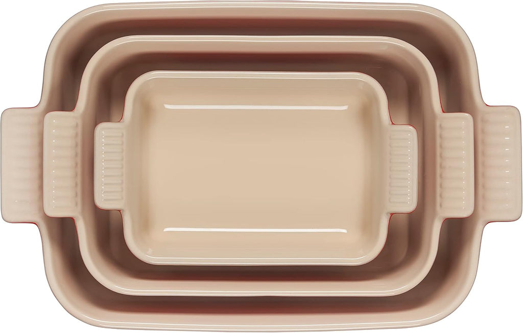 Le Creuset Stoneware Heritage Set 3 Rectangular Dishes, Cerise