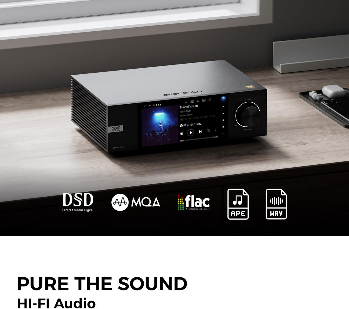 EVERSOLO DMP-A6 Gen 2 Hi-Fi Music Streamer, Wireless Digital Music Player, DAC, Music Service&Streaming Qobuz, Tidal&More, DSD512, EOS Audio Engineer, Native Multi-Channel DSD, Exclusive App