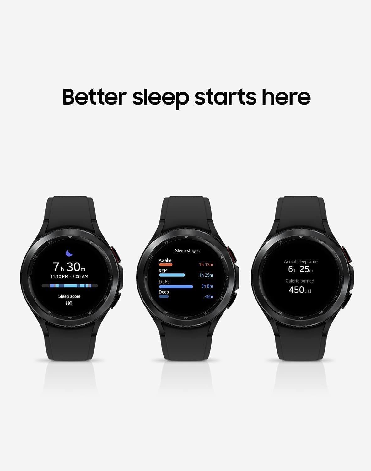 SAMSUNG Galaxy Watch 4 46 mm Smartwatch w/Bonus Band (White), ECG Monitor Tracker for Health, Fitness, Running, Sleep Cycles, GPS Fall Detection & Bluetooth, US Version, Black
