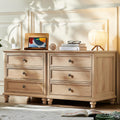 Joaxswe 24" Wide Farmhouse Night Stand Set of 2,Large End Table with 3 Drawers & Metal Handle,Wood Dresser for Bedroom,Bed Side Table Chest of Drawers Cabinet,Natural Nightstand for Living Room,Closet