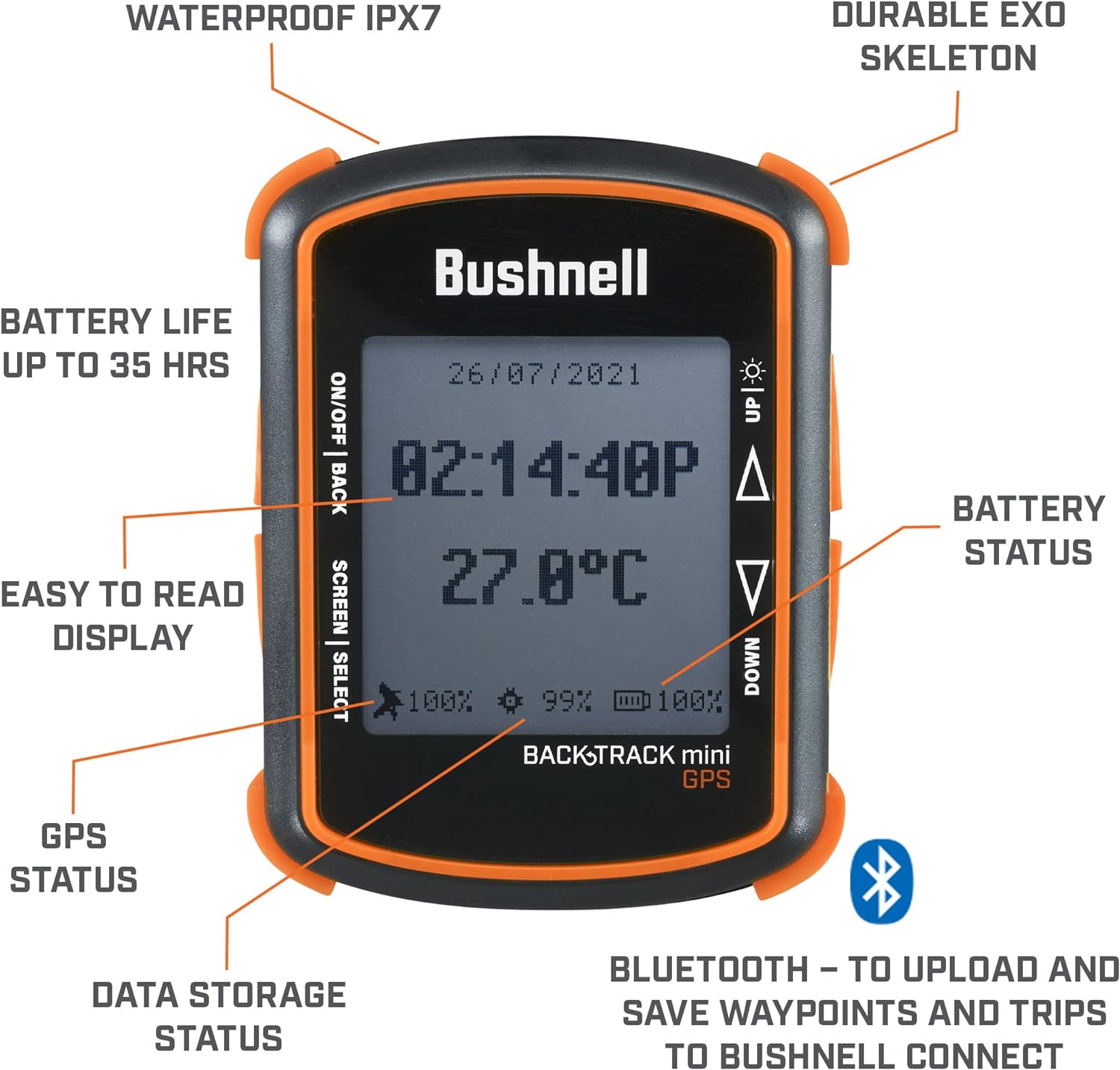 Bushnell BackTrack Mini GPS Navigation, Portable Waterproof GPS for Hiking Hunting and Backpacking