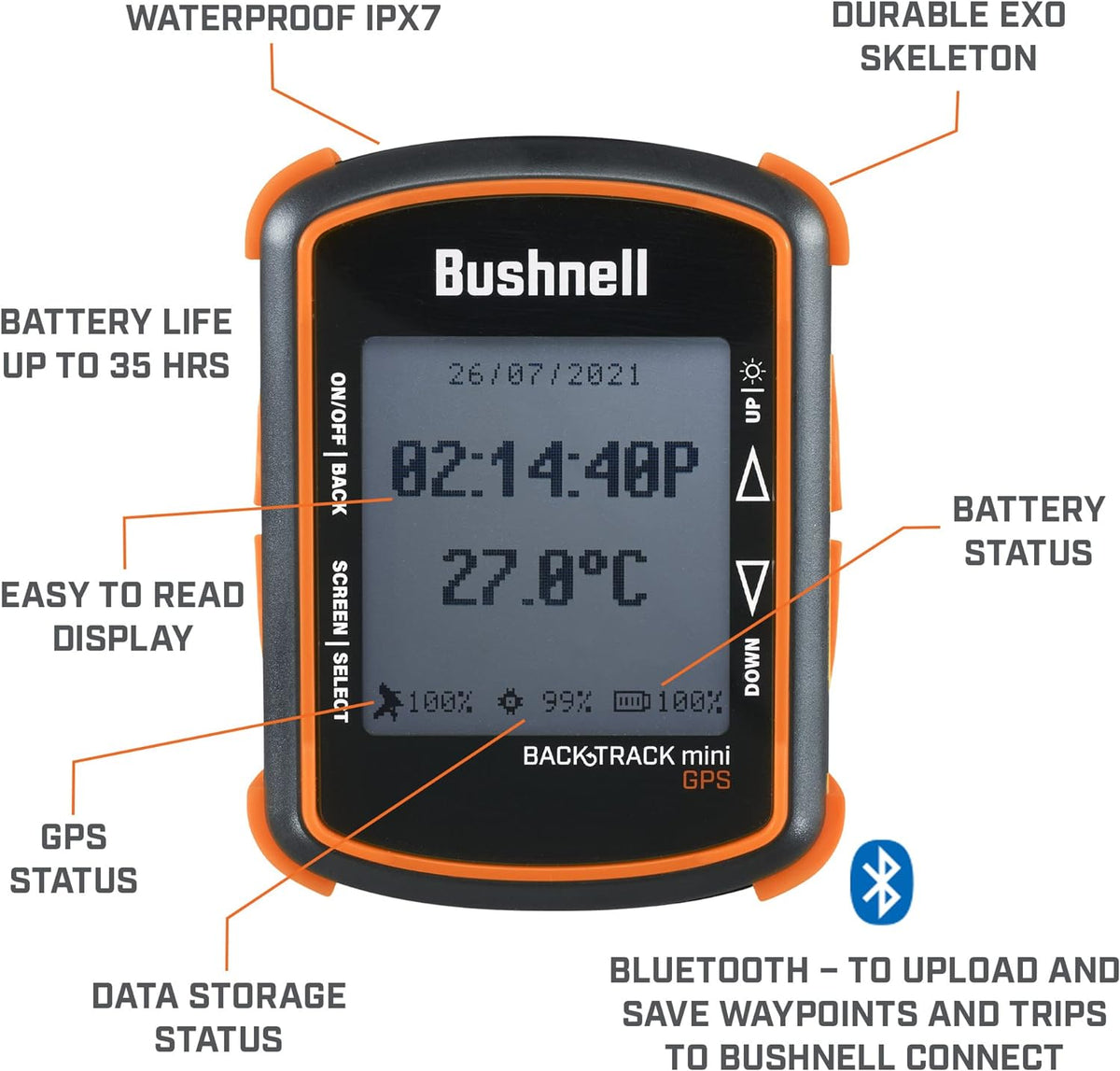 Bushnell BackTrack Mini GPS Navigation, Portable Waterproof GPS for Hiking Hunting and Backpacking