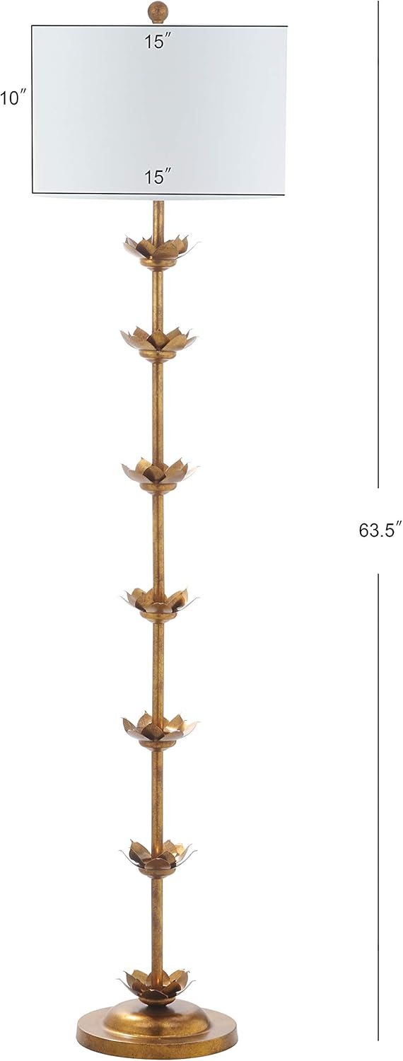 Safavieh FLL4003A Lighting Collection Landen Leaf 63.5" Antique Gold Floor Lamp, Metal