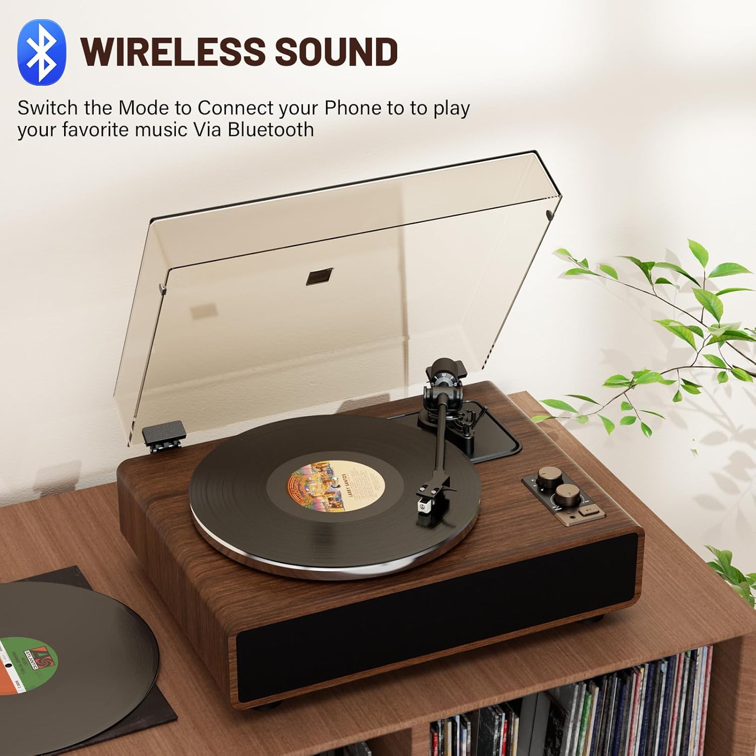 FEKTIK Vinyl Record Player with Magnetic Cartridge,High Fidelity Belt Drive Turntable with Built-in Speakers, Bluetooth Playback and Aux-in Functionality, Auto Off