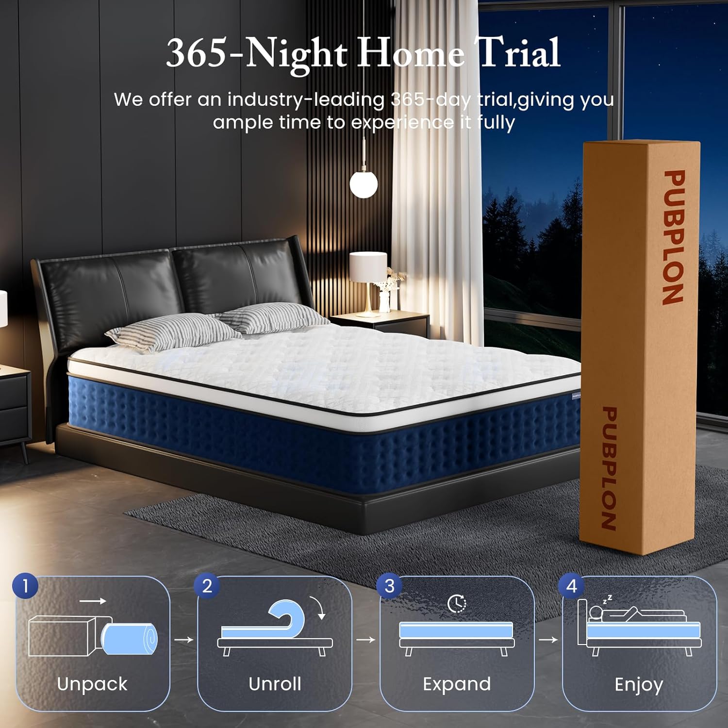 PUBPLON King Size Mattress, 14 Inch Hybrid King Mattress in a Box with Gel Memory Foam New Version, Individually Pocket Coils Springs, Pressure Relief Motion Isolation, Edge Support, Medium Firm