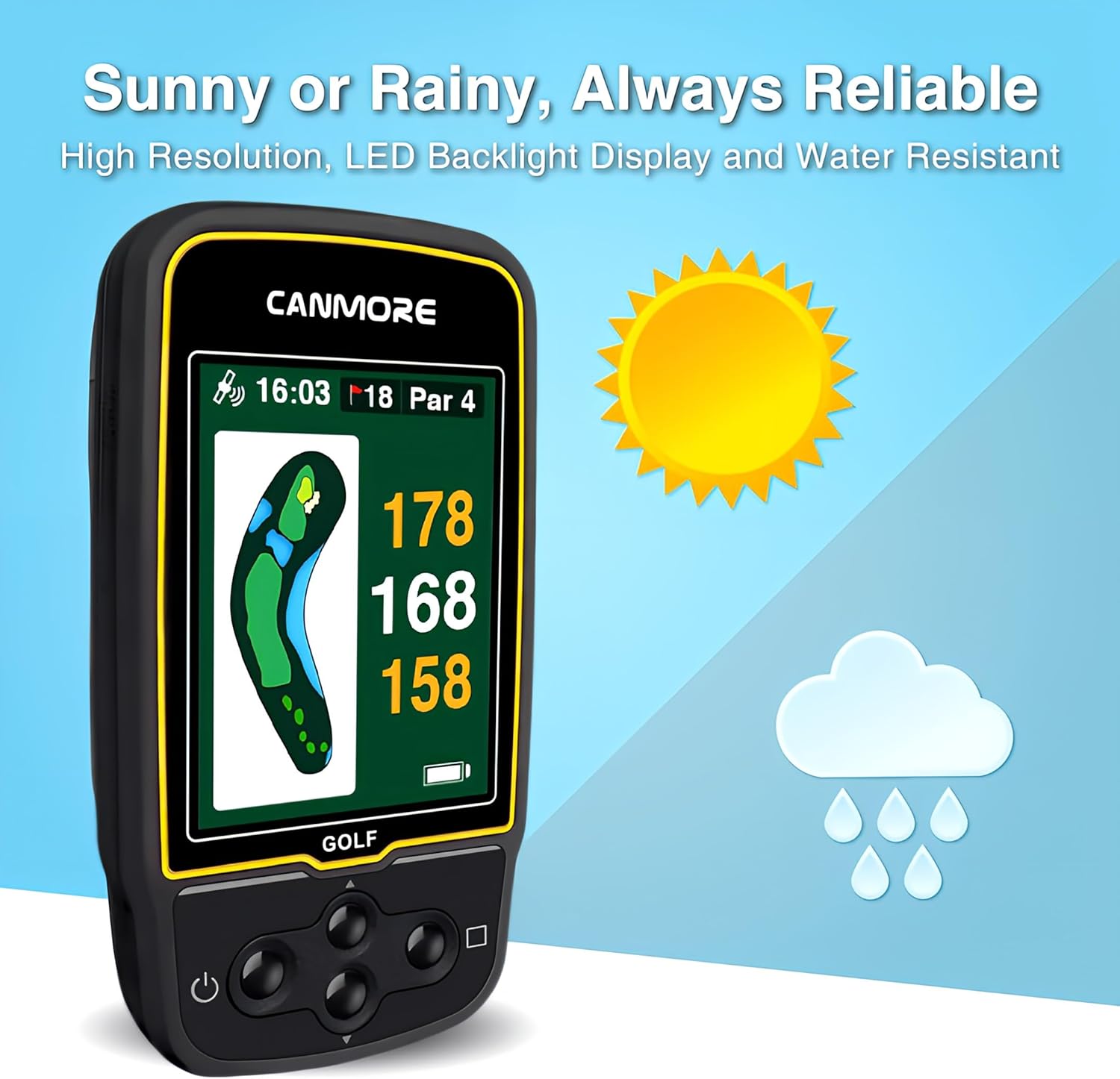 CANMORE HG500 Golf GPS - Extra Large Easy-to-Read Color Display, preloaded 41,000 Course map Worldwide Shape of The Green and The Fairway(Black)