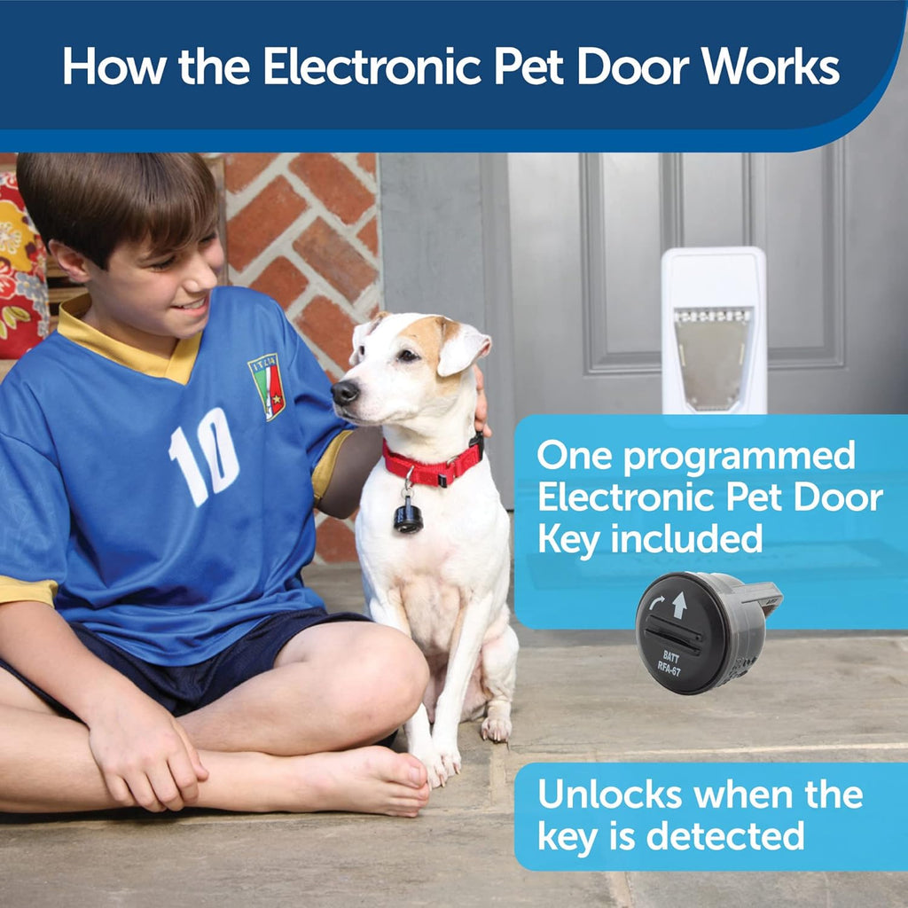 PetSafe Never Rust Electronic Pet Door - Automatic Dog Door with Sensor Collar Key - Smart Dog Door for Large Dogs up to 100 lb