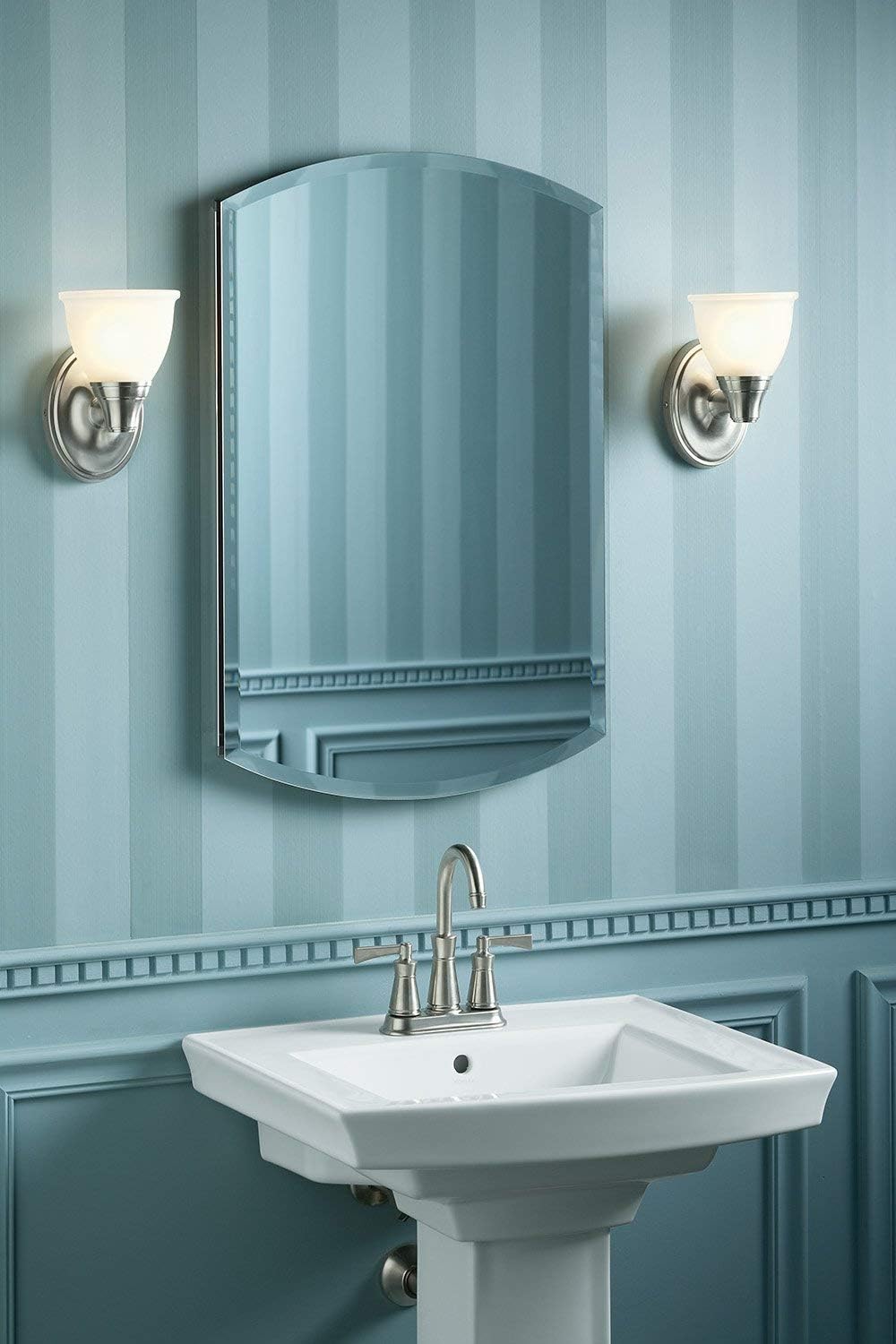 Kohler 3073-NA Archer 20" W x 31" H Aluminum Single-Door Bathroom Medicine Cabinet with Mirror, Recessed or Surface Mount Bathroom Wall Cabinet, Beveled Edges