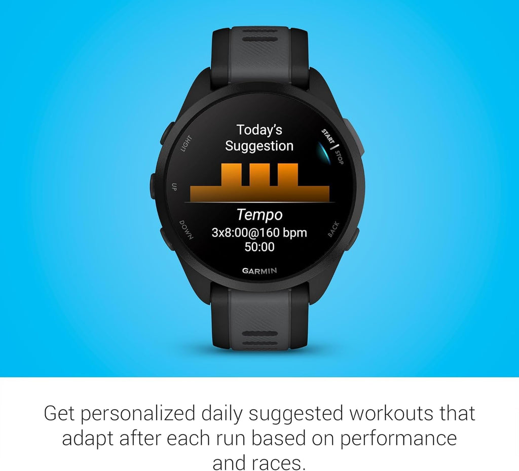 Garmin Forerunner 165, G010-N2863-20 GPS, Black/Slate Grey, WW (Renewed)