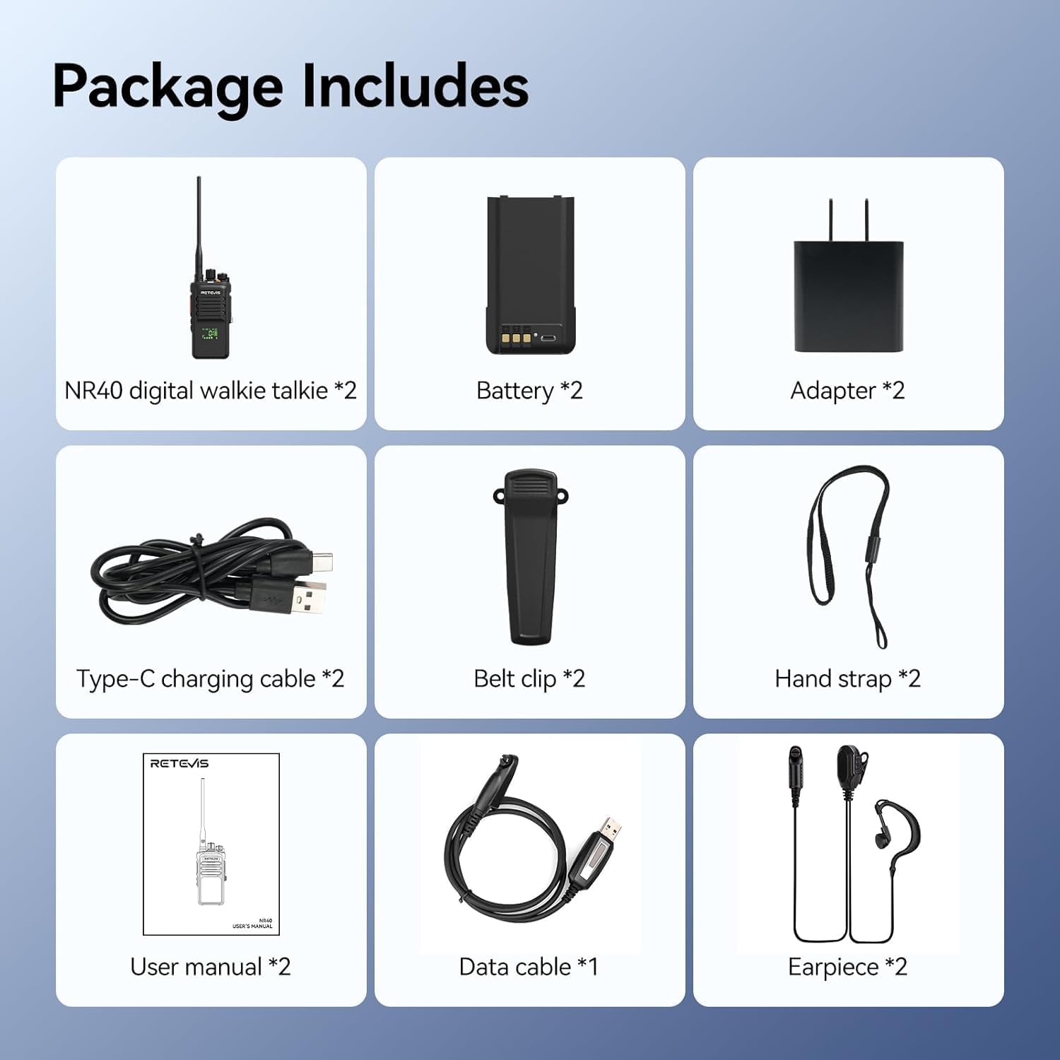 Retevis NR40 DMR 2 Way Radio with Earpiece,High Power Digital Walkie Talkies,Noise Cancelling,Digital/Analog,Quadruple Alarm,IP67 Waterproof,Professional Two Way Radios for Warehouse Industry(2 Pack)
