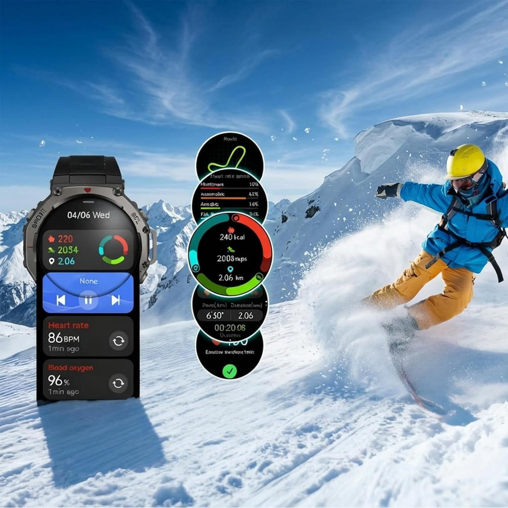 GPS Sports Smartwatch, Versatile Sports Modes, Sleep Tracking, Call Function, Customizable Watch Faces, Fitness Tracking Sports Smartwatch for Outdoor and Daily Use (Black)