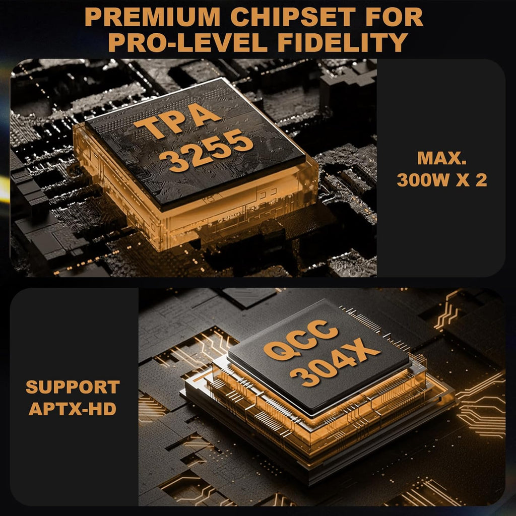 2 Channel Bluetooth Amp: HiFi 300W x2 Stereo Amplifier with BT 5.2 | HPF | Digital VU Meter | SUB Pre-Out | TRS Balanced Input | Tone Control & Remote for Home Theater Bookshelf Speakers (D1)