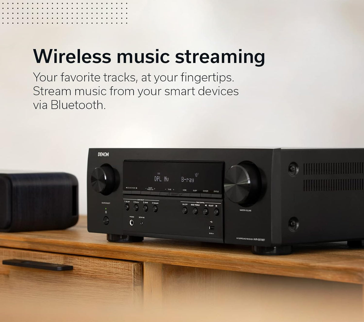 Denon AVR-S570BT AV Receiver 5.2 Channel 8K Ultra HD Audio & Video, Stereo Receivers, Denon AVR Wireless Streaming Bluetooth, (4) 8K HDMI Inputs, eARC, HD Setup Assistant