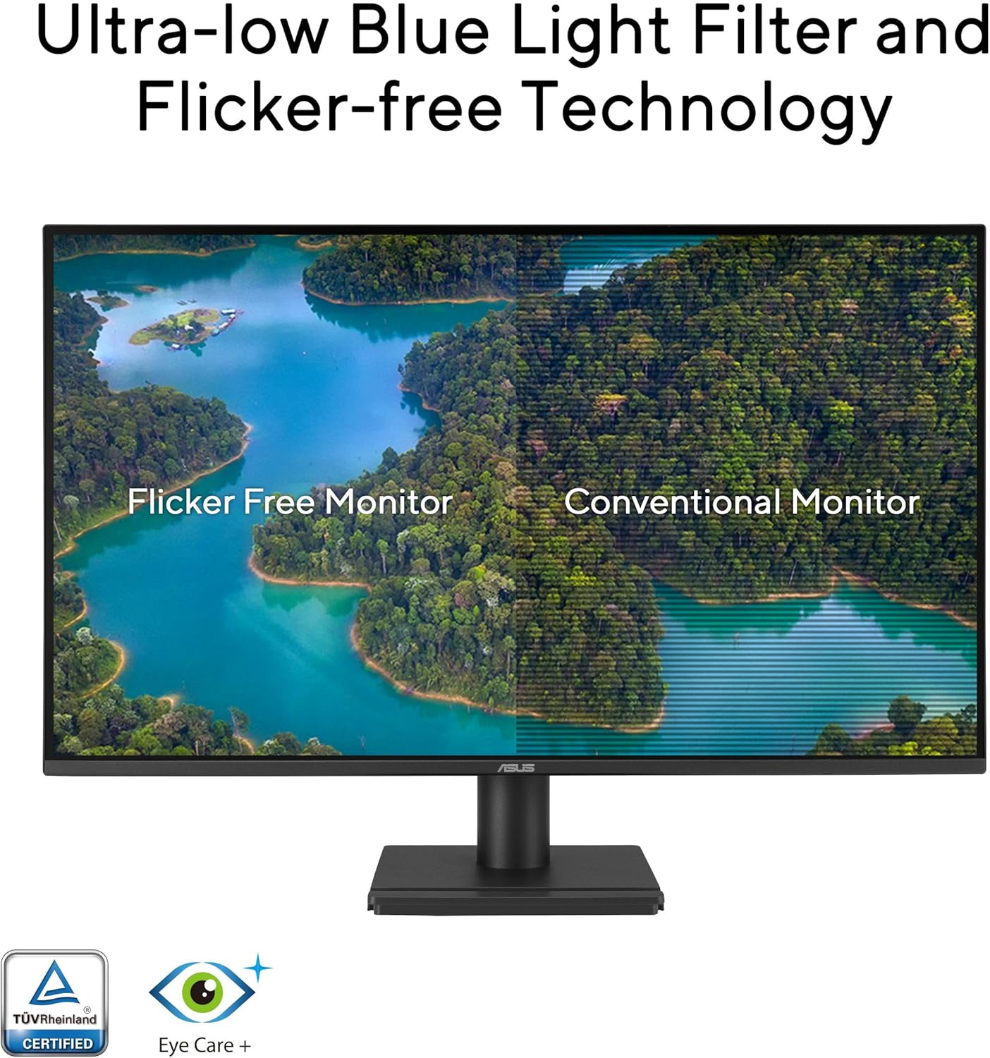 ASUS 27” 1440P Eye Care Monitor (VA27AQ) - IPS, QHD (2560 x 1440), 99% sRGB, Frameless, HDMI, DisplayPort, VGA, 1ms, Speakers,Low Blue Light, Flicker Free, VESA Wall Mountable, 3 yr Warranty