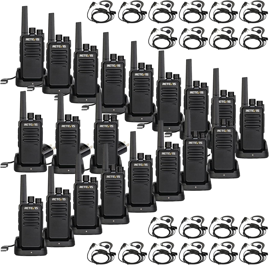 Retevis RT68 Walkie Talkies with Earpiece,2 Way Radios Long Range,Heavy Duty Walkie Talkies for Adults,Rechargeable with USB Charger Base, for Restaurant School Manufacturing Healthcare(20 Pack)