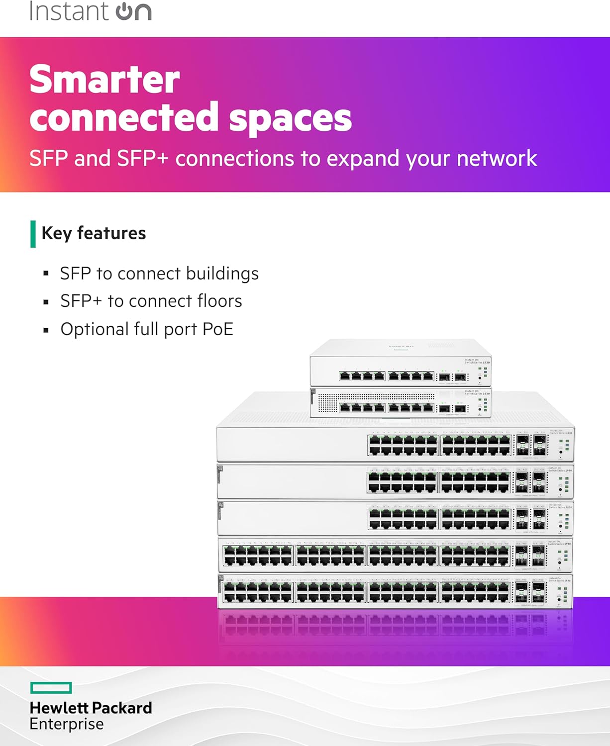 HPE Networking Instant On Switch Series 1930 24-Port Gb Smart-Managed Layer 2+ Ethernet Switch with PoE | 24x 1G | 4X SFP+ | 24x CL4 PoE 370W | US Cord (JL684B#ABA)