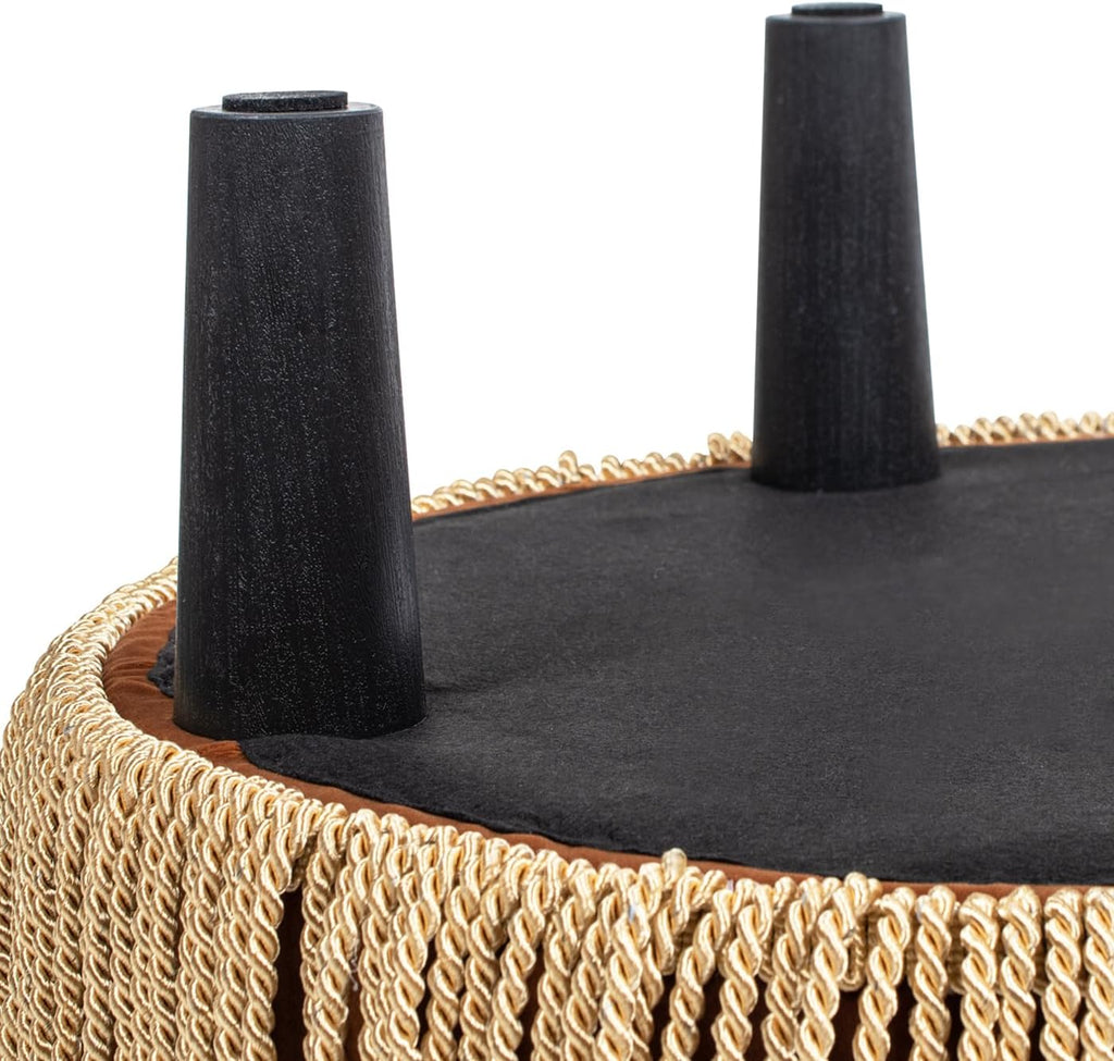 Jennifer Taylor Home Yolanda 24" Round Upholstered Accent Ottoman, Burnt Orange Performance Velvet