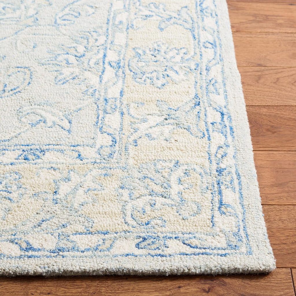 SAFAVIEH Area Rug 8x10 - Micro-Loop Collection - Large - Blue & Beige, Handmade Wool, Ideal for Living Room, Bedroom, Office, Dining Space (MLP535M)