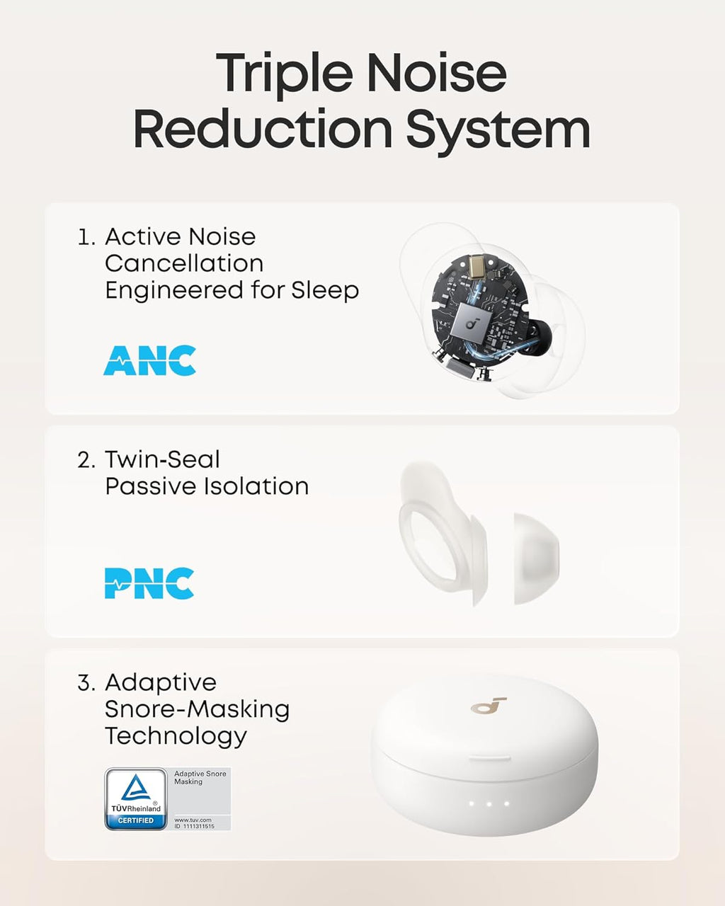 Soundcore Sleep A20 by Anker Sleep Earbuds with Sleep A30, Smart Active Noise Cancelling Sleep Headphones, Adaptive Snore-Masking System, Ultra-Comfort for Side Sleepers, 45H Playtime