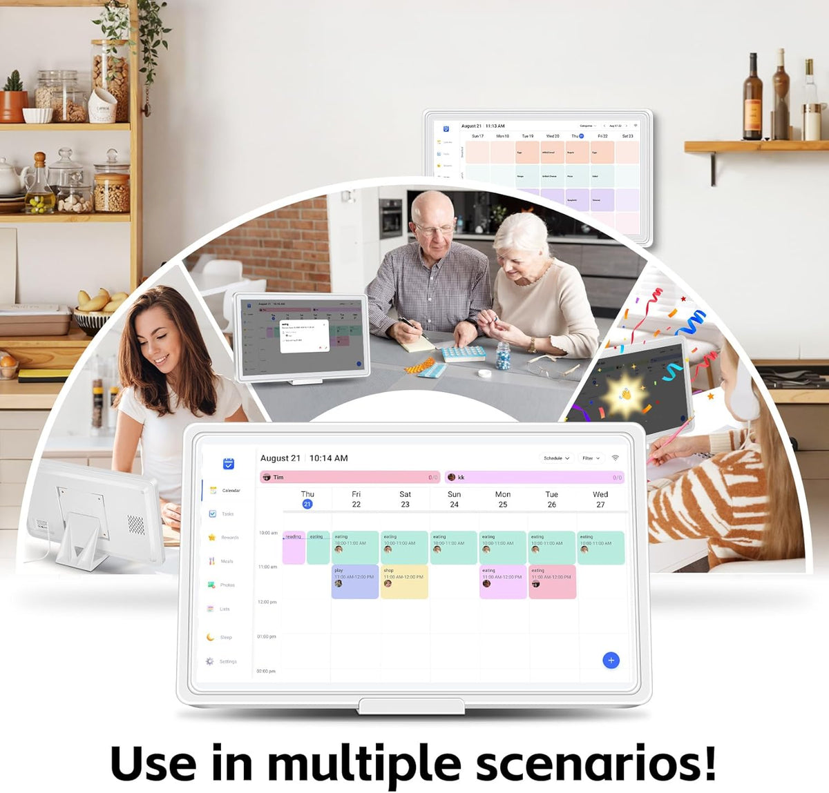 Digital Calendar 15.6", Touch Screen Electronic Calendar & Planner Wall Mountable, Instant Phone Sync, Photo Gallery, Custom Lists, Task Charts, Family Calendar for Home Office Organization