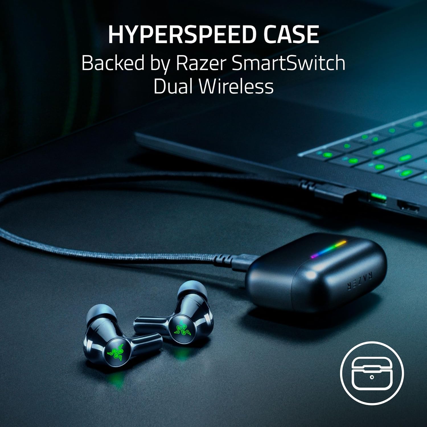 Razer Hammerhead V3 X HyperSpeed Wireless Multi‑Platform Gaming Earbuds – 2.4GHz & Bluetooth 5.3, Up to 35 Hr Battery, THX Spatial Audio, for Smartphones, PC, Laptop, Tablet, PS5, Steam Deck – Black