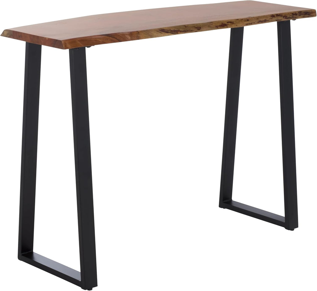 SAFAVIEH Home Collection - Adella Live Edge Entryway Console Table, Natural Wood Top with Black Metal Open Legs (CNS3704A)