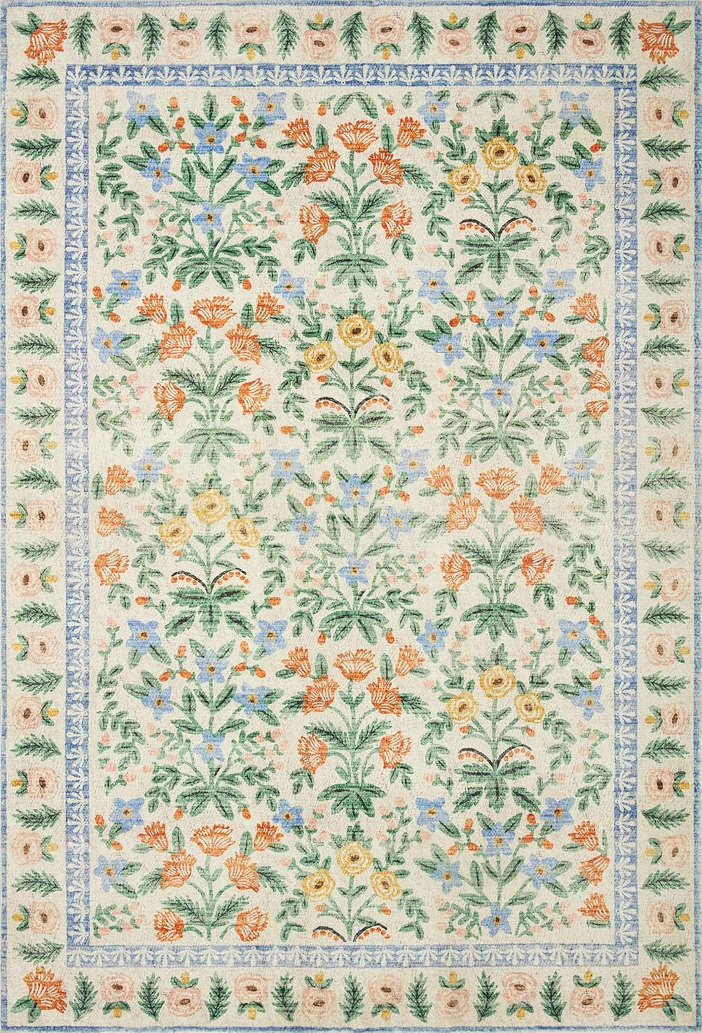 Loloi Rifle Paper Co. Eden Collection EDE-02 Mughal Garden Cream 7'-6" x 9'-6" Area Rug feat. CloudPile™