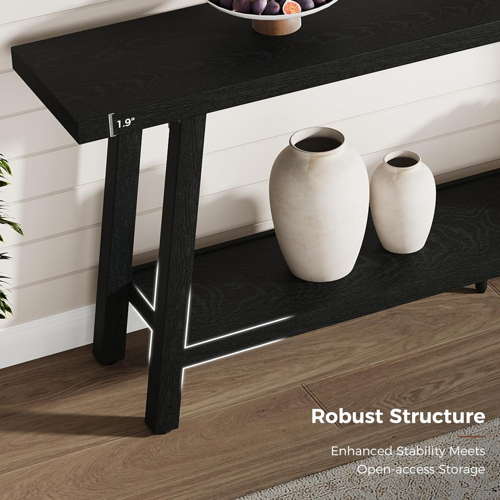 GarveeHome 70.87" Extra Long Console Table, Narrow Sofa Table Behind Couch, Black Entryway Table for Hallway Living Room Foyer, Farmhouse Accent Skinny Table, Black, 70.87" L x 14.02" W