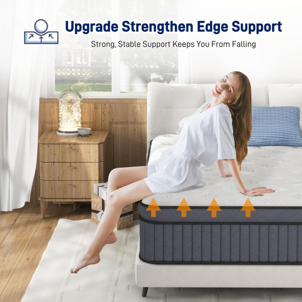 EEN EEN SLEEP 14 Inch Medium Firm King Size Mattress Upgraded King Hybrid Mattresses in A Box with Gel Memory Foam & Pocket Springs, Strong Edge Support,Pressure Relief,CertiPUR-US,365-Night Trial
