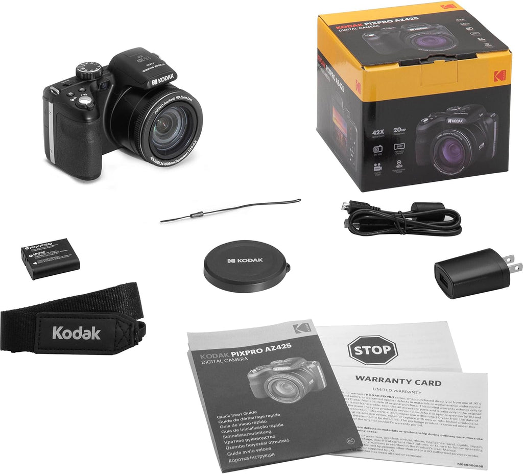 Kodak PIXPRO AZ425 Digital Camera + Camera Case + 128GB Memory Card (Black)