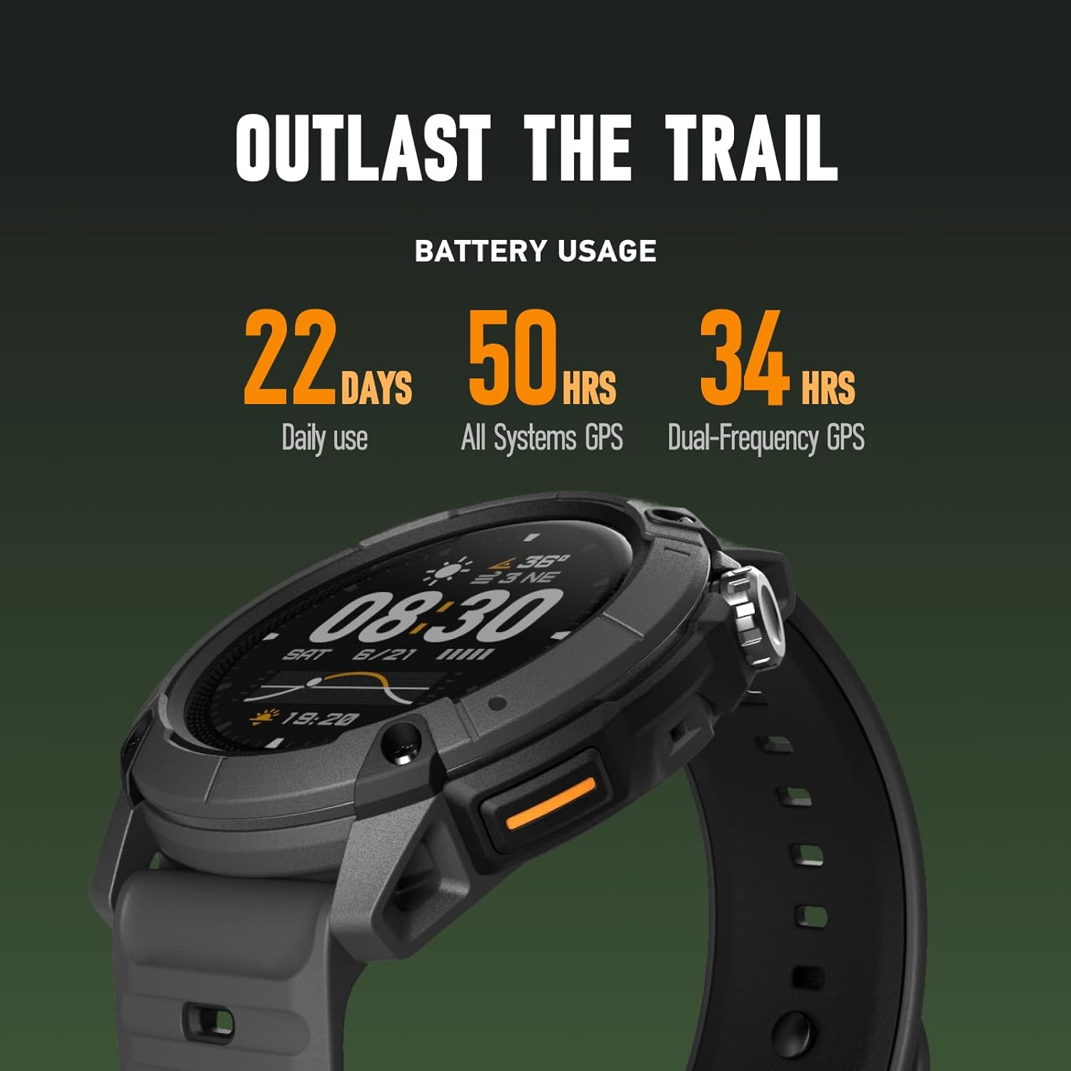 COROS NOMAD Outdoor GPS Smartwatch, 1.3" MIP Touchscreen, Global maps with turn-by-turn navigation, 22 days Battery Life, Microphone records voice notes, real-time weather, and safety alerts (Black)