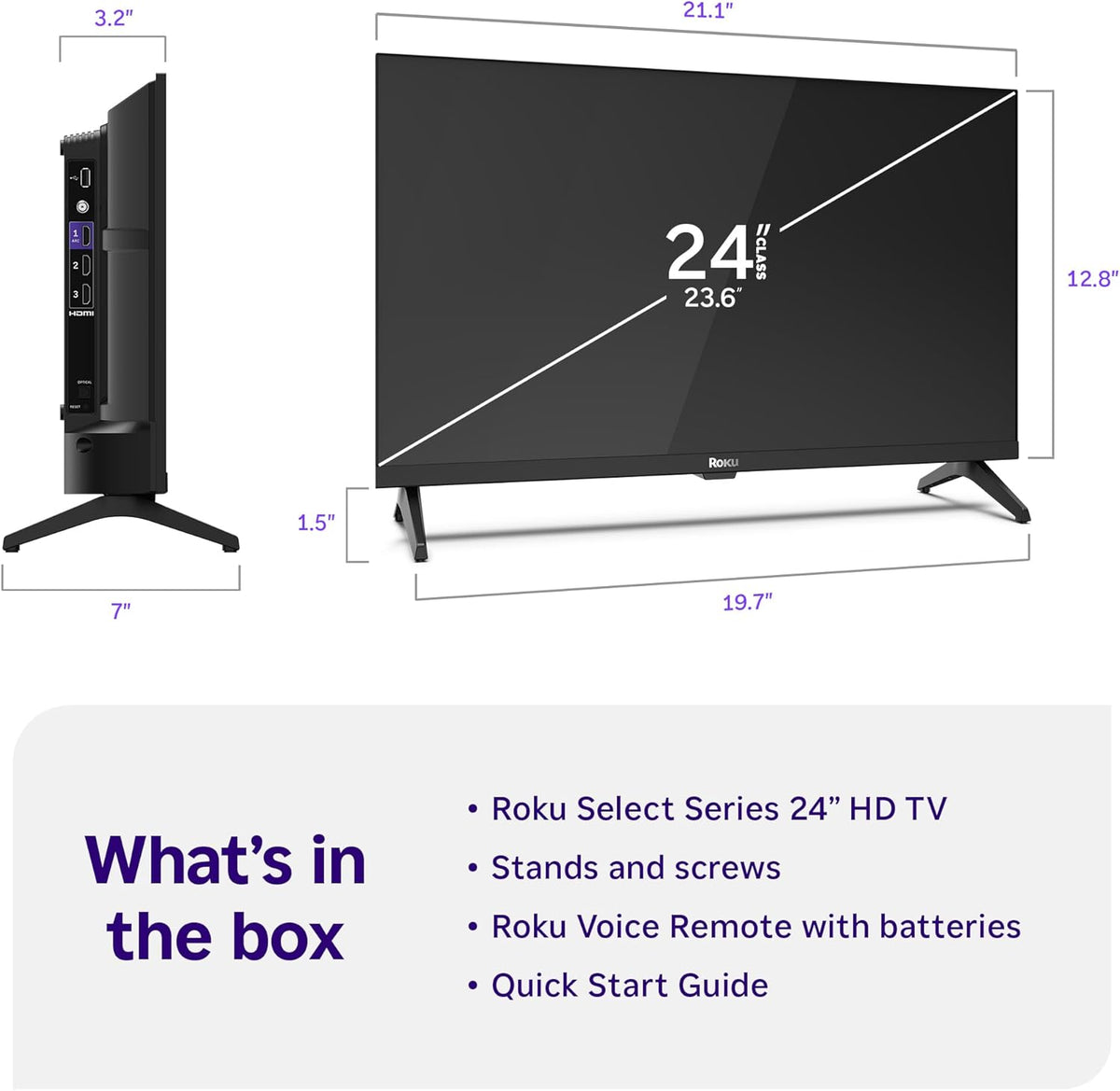 Roku Smart TV – 24-Inch Select Series, 720p HD TV – Roku TV with Voice Remote – Flat Screen LED Television with Wi-Fi for Streaming Live Local News, Sports, Family Entertainment