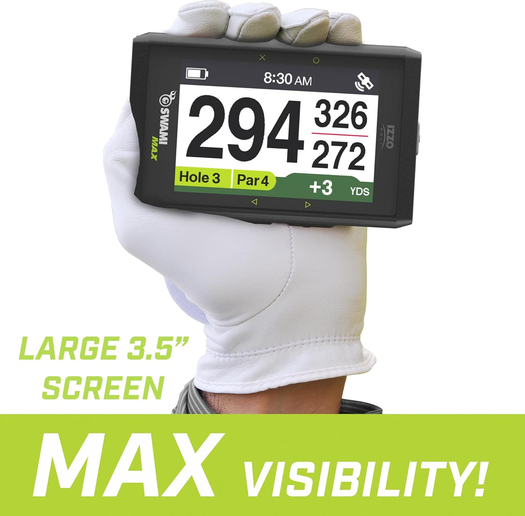 Izzo Golf Swami Max Handheld GPS Unit - Rangefinder Golf GPS with Oversized Large Color Screen for Measuring Golf Distances, Black