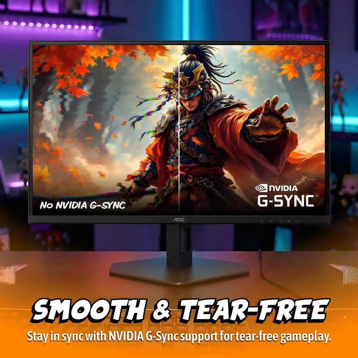 AOC 27" QD OLED Gaming Monitor, QHD 2560x1440, 240Hz, 0.03ms GtG, G-SYNC Compatible, HDR Ready, DisplayPort, HDMI, VESA Mountable, Console Gaming Ready, Q27GAZD