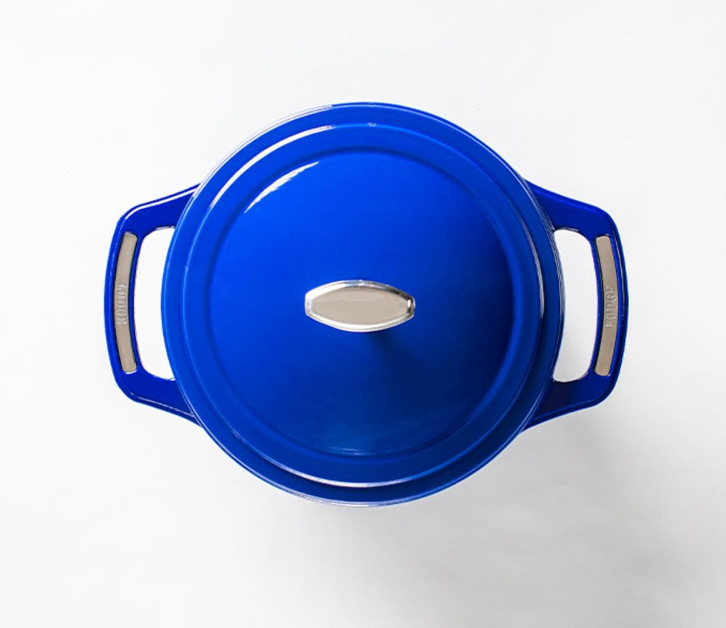Lodge USA Enamel 4.5 Qt Enameled Cast Iron Dutch Oven - Cast Iron Cookware - Dutch Oven Pot with Lid - Smoothing Sailing Color - 4.5 Qt Capacity
